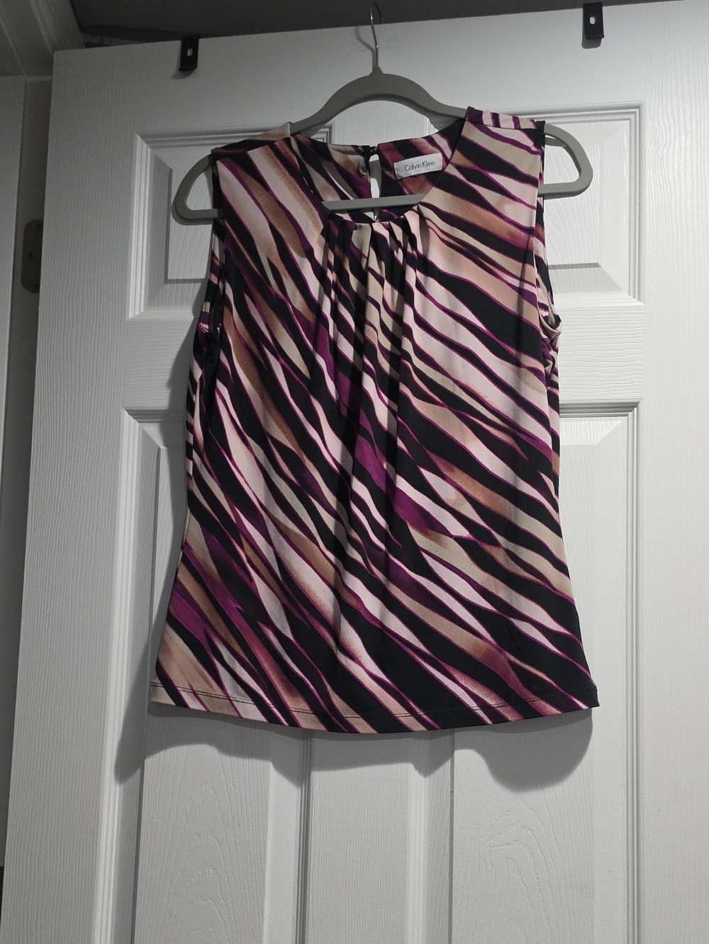 Calvin Klein Pink, Purple & Black Zebra-Print Sleeveless Camisole